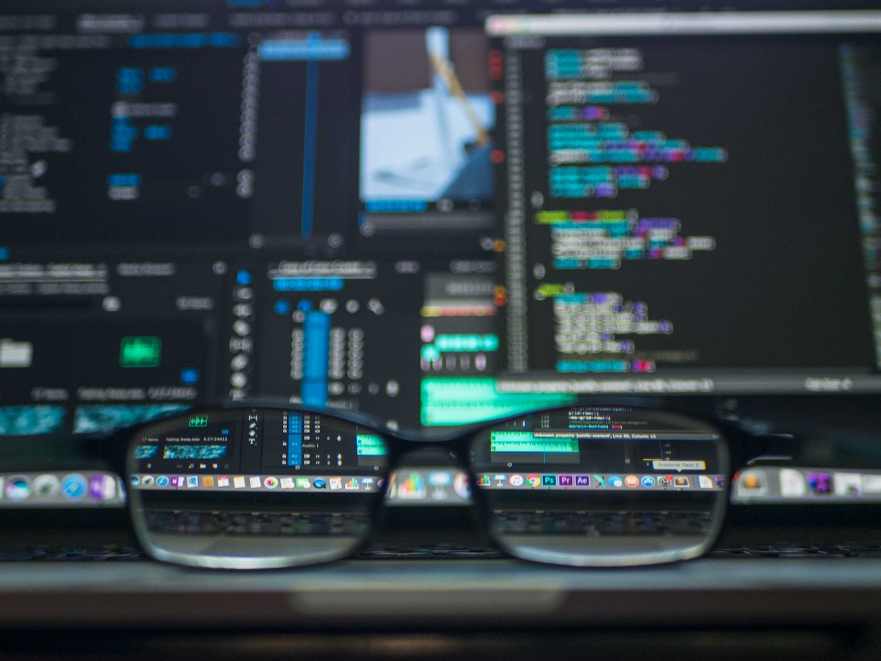 glasses on the computer